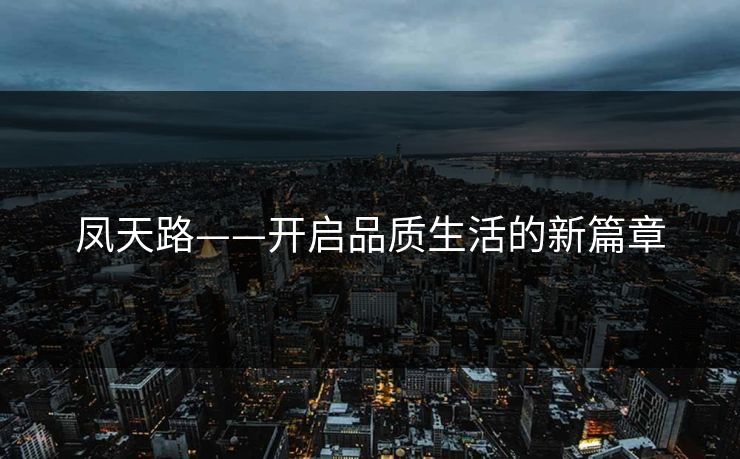 凤天路——开启品质生活的新篇章